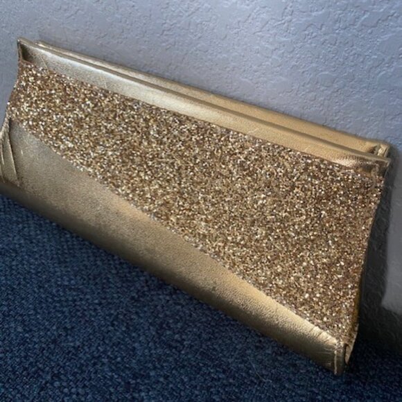 Vintage 70s Disco Shiny GOLD Glitter Sequin Clutch Purse Handbag - Picture 2 of 12